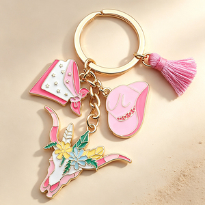 <b>Men</b> Fashion Western Cowboy <b>Keyring</b> Zinc Alloy Cowboy Hat Shape Key Chain Custom Logo Souvenir Accessories - Product Image 1