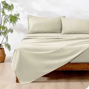 4 Pieces Sheet Set Luxury 100% Flax Linen Bed Sheets Deep Pocket Easy Fit Bedding Sheet Set