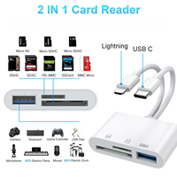 Lector de Tarjetas de Memoria OTG Inteligente 3 en 1 con Conectores Dobles USB Tipo C para Tarjetas SD y TF Color Blanco