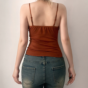 2026 Y2K Breathable Knitted Lace <b>Patchwork</b> Tank <b>Top</b> Womens Vintage Slim Fit Sleeveless Camisole - Product Image 6
