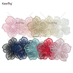 Nuevo Precio de flores de tela, encaje de lentejuelas con cuentas, adornos de flores bordadas para vestidos, Keering, nuevo, a buen precio - Product Image 2