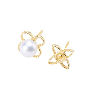 Boucles d'oreilles à clous en argent S925 avec plateau vide et perles rondes de 4-5 mm, accessoires de perles DIY, mode, 20379 - Product Image 3