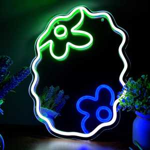 Anime Neon Sign <b>LED</b> <b>Wall</b> Decor with Flower Cloud Neon Mirror <b>Light</b> USB Powered <b>Dimmable</b> Multi-color for Home & Mall - Product Image 1