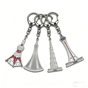 Porte-clés en émail doux métallique en gros, avec les monuments de Tokyo : Tour de Tokyo et Tour Skytree, Porte-clés de tours célèbres - Product Image 1