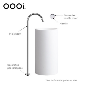 Grifo <span class=keywords><strong>de</strong></span> latón para lavabo <span class=keywords><strong>de</strong></span> pie independiente <span class=keywords><strong>de</strong></span> piso alto con manija única para baño negro mate - Product Image 2
