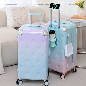 Hot Selling Wholesale Gradient Color PC Luggage Set High-end Custom logo Trolley Suitcase Colorful Luggage Travel Bag