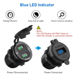 Cargadores de batería de teléfono móvil para uso en vehículos Dual USB QC 3,0 PD <span class=keywords><strong>tipo</strong></span> <span class=keywords><strong>C</strong></span> cargador de coche enchufe USB interruptor de alimentación para camión - Product Image 4