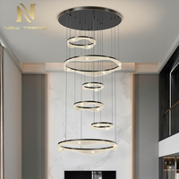 Nouveau produit, décoration intérieure, villa, escalier, lustre moderne en acrylique à LED en forme d'anneau