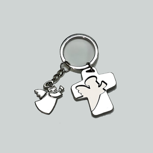 Fábrica de China, la mejor calidad, única perla, Cruz de plata, llavero de 3mm de espesor, llavero de artesanía de Metal para recuerdo - Product Image 5