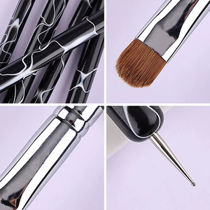 Pinceau à ongles français en poils de Kolinsky avec logo personnalisé, double tête, outil de pointillage, manche en acrylique pour la création d'art sur ongles - Product Image 6
