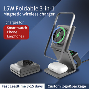 15W 3 in 1 Portable Foldable Multifunction Type-C Input Anti-fire <b>Wireless</b> Charger for Mobile Phone Watch Earphone - Product Image 2