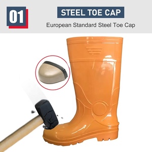 Bottes de sécurité CE montantes pour homme, <span class=keywords><strong>orange</strong></span>, antidérapantes, résistantes aux produits chimiques et aux huiles, antistatiques, avec embout et plaque intermédiaire en acier - Product Image 2