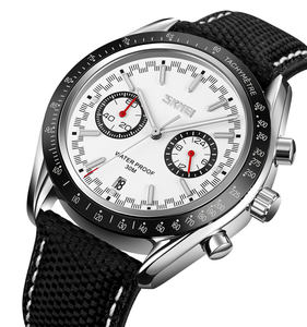 <span class=keywords><strong>Montre</strong></span> à quartz SKMEI 9292 avec bracelet en cuir, double fuseau horaire et chronomètre - Product Image 4