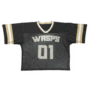Maillot de baseball personnalisé pour homme en maille verte, col en V, manches courtes, respirant, antibactérien, vêtement de football américain, coupe classique - Product Image 5