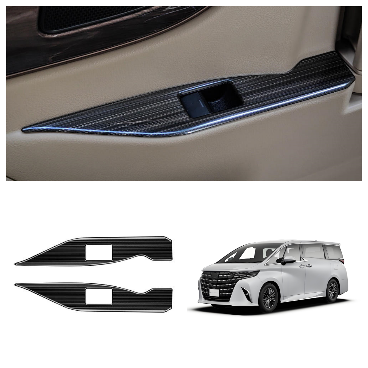 Stainless Steel Car Interior Accessory Middle Door Glass Switch