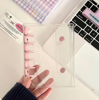 Nouveau style coréen, classeur souple en PVC transparent A6 A7, porte-cartes photos multicolore, classeur à 6 anneaux, papeterie de bureau