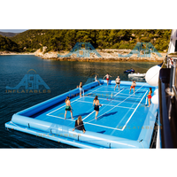 Terrain de sport flottant gonflable de cour de pickleball portative de jeu de sports nautiques extérieurs commerciaux à vendre