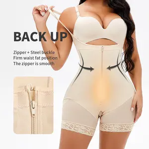 JSN2002 Large size breasted zipper tight fat woman seamless hip padding skims shapewear bodysuit for women