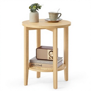 <span class=keywords><strong>Table</strong></span> <span class=keywords><strong>de</strong></span> <span class=keywords><strong>chevet</strong></span> à 2 niveaux aspect rotin pour chambre et appartement, design éco-responsable, style bohème - Product Image 1