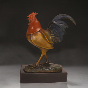 Brass Rooster Figurine Handmade Zodiac Animal Home Decor Office Craft Gift - Product Image 2