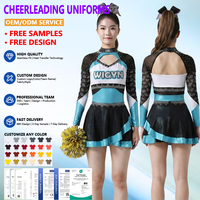Uniformes de Porristas Personalizados con Bloques de Color, Manga Larga, para Competencia All Star, Fabricación OEM, MOQ Bajo, Diseño Libre, Sin CPSIA, Entrega en 7 Días