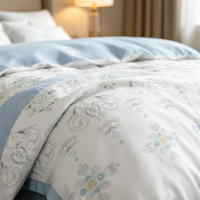 Parure de lit brodée en microfibre, ensemble de literie en microfibre, taies d'oreiller, couvre-lit, draps de luxe