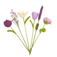 Bunga Rajut Buatan Tangan Grosir Buket Bunga Buatan Rajut Tulip Lavender Mawar Benang Dekorasi Rumah