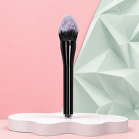 Pinceau professionnel en poils d'animaux gris dégradé avec manche en bois pour le maquillage du visage – Vente en gros