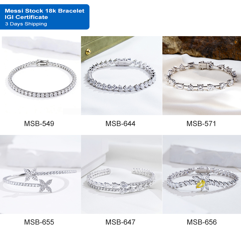 14k 18k ゴールド テニスブレスレット ラボグロウンダイヤモンド 3〜10