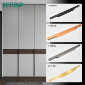 Modern Minimalist Aluminum Alloy Cabinet <strong>Door</strong> Drawer Handle with Thumb Handle Slot-Free Through-Top Design - Product Image 5
