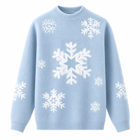 Pull de Noël personnalisé épaissi à col montant, manches longues, motif flocon de neige, tricoté, chaud, pour homme, idéal pour l'hiver