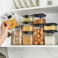 Pot hermétique empilable sans BPA, transparent, carré, pour la conservation des aliments, conteneur de rangement fiable et multifonctionnel pour la cuisine
