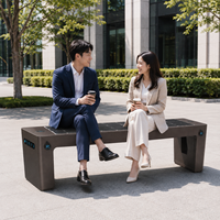 Banc de patio solaire intelligent pour extérieur, public, 3 places, avec chargeur USB sans fil, haut-parleur Bluetooth, éclairage LED, pour parc, place publique, municipal