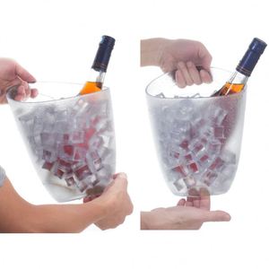 Custom Logo <b>3</b> L Clear Black for Barrel Frosted Oblique Single Handle Eco-Friendly Plastic Ice Bucket for Party - Product Image 4