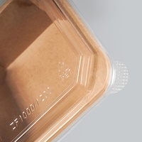 Boîte en papier kraft jetable avec impression de logo personnalisé boîte à salade récipient alimentaire carré avec couvercle en PET pour repas de restauration rapide collation fitness