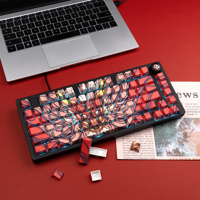 XVX Gaming Keycaps Red Dragon Cherry Profile 130-Key Dye Sublimation PBT Keycap Set for Mechanical Keyboard