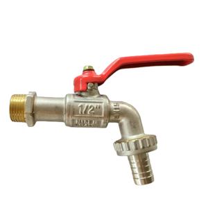 빨간 긴 손잡이 물동이, 세탁기 아파트 남성 실을 가진 옥외 호스 세탁기 금관 악기 Bibcock 도금된 니켈 구리 - Product Image 1