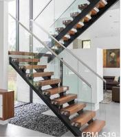 CBMMart Intérieur de haute qualité Maison moderne à poutre centrale Escalier de style européen en bois massif
