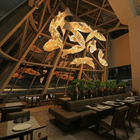 Lampe LED en bois pour décoration intérieure, luminaire décoratif d'intérieur, idéal pour un grand hôtel, un hall, des escaliers, des poissons