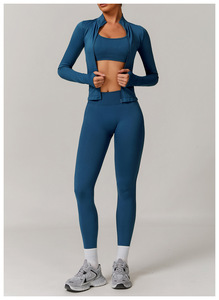 Biểu Tượng Tùy Chỉnh Liền Mạch Phụ Nữ Mỏng Phù Hợp Với Đầy Đủ Zip <span class=keywords><strong>up</strong></span> Yoga Dài Tay Áo Áo Khoác Tập Thể Dục Chạy Thể Thao Ngón Tay Cái Lỗ Phòng Tập Thể Dục Chặt Chẽ Áo Khoác - Product Image 5