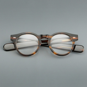 Mới Đến <span class=keywords><strong>2025</strong></span> Retro Unisex Dày Ý Thời Trang Acetate Vòng Kính Quang Học Màu Đen Rùa Khung - Product Image 4