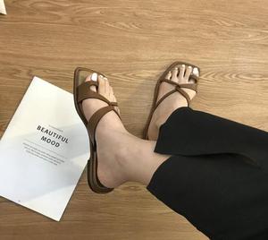 New Factory Ladies Set-toe Outdoor Fashion Beach Slides Women's Square Head Flat Sandals Slippers - Product Image 4