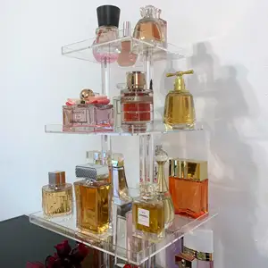 Pabrik Grosir Pesanan Khusus 3 Tingkat Tampilan Kapasitas Besar Berdiri Desktop Kristal Akrilik Makeup Parfum Organizer