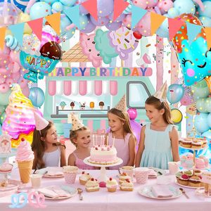 Kit d'arche de ballons sur <span class=keywords><strong>le</strong></span> thème des beignets, guirlande de ballons, fournitures pour fête d'anniversaire, ballons en latex pastel, ballons en feuille de confiserie, ballons en feuille de crème glacée - Product Image 2
