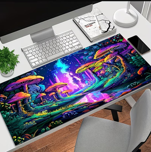 Alfombrilla <span class=keywords><strong>de</strong></span> Ratón Personalizada <span class=keywords><strong>de</strong></span> Goma con Diseño Psicodélico Luminoso Secret Grove, Hongo Neón Luminoso Grove 800x300 - Product Image 4