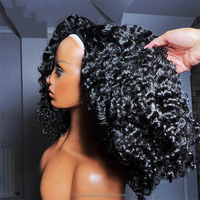 Nouvelle perruque 3-en-1 demi-perruque Afro Kinky Curly perruque de cheveux humains bruts birmans sans couture Flip Over Drawstring No Leave Out Wear Go Glueless perruque