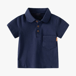 Nouveau style 2026 T-shirt à manches courtes pour garçons, Polo uni pour enfants, Haut d'été pour bébé avec étiquette de poche et col à revers tendance - Product Image 1
