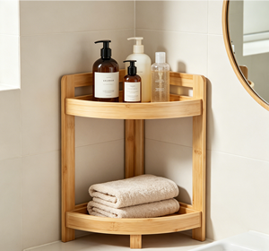 3-Tier Solid Wood Contemporary Luxury <strong>Corner</strong> <strong>Console</strong> <strong>Table</strong> Open Shelves Display Storage Rack Living Room Home Office Garage Grey - Product Image 6