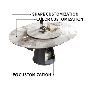 <span class=keywords><strong>Table</strong></span> à manger multifonctionnelle Plateau en pierre frittée pour base en bois moderne <span class=keywords><strong>Table</strong></span> à manger de luxe avec rangement - Product Image 5