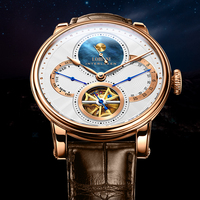 Reloj de Pulsera de Lujo con Logotipo Personalizado, Esfera Azul, Diseño Transparente, Movimiento Automático para Hombre
